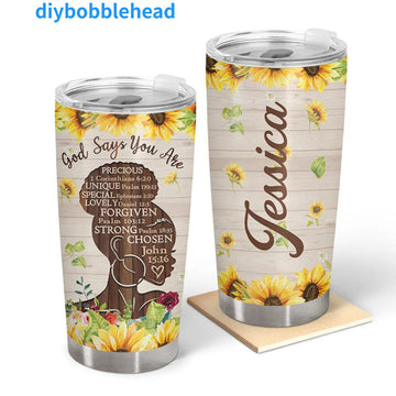 "God Says You Are" – Personalized Africa Black Girl Custom Stainless Steel Tumbler