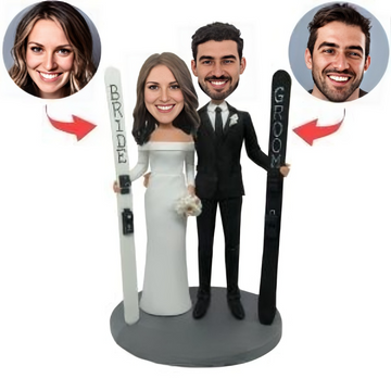 Wedding Couple Custom Bobblehead With Skateboard