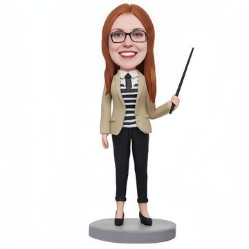 Custom Female Teacher Bobbleheads With Engraved Text